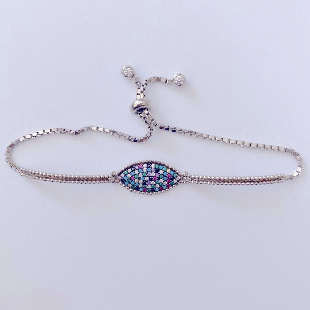 925 silver colorful cubic zirconia cz stones tennis banglet bangle bracelet